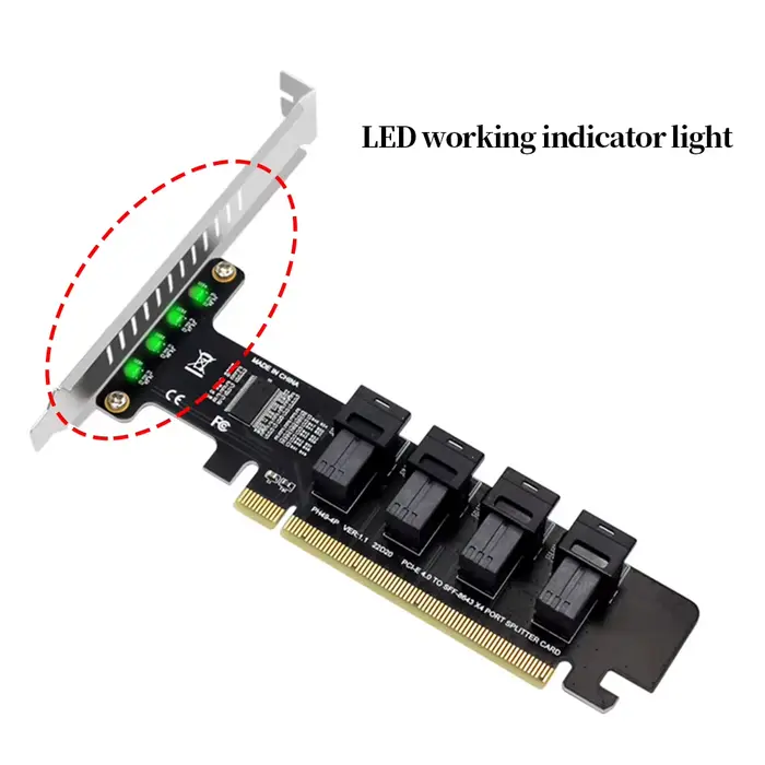 Carte d'extension PCIeX16 vers 4 ports U.2 SFF-8643