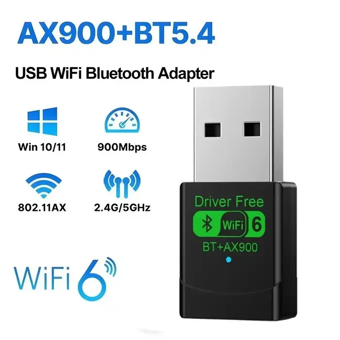 Wifi 6 Mini USB Dongle carte réseau BT 5.4 récepteur Dongle AX900 pour Win 10/11 PC double bande 2.4