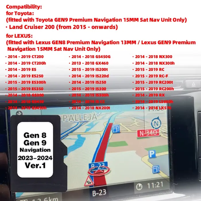 Carte TF Europe UK cartes Sat Nav GPS 8GB 2024/2025 données pour Lexus Toyota Navigation de voiture 