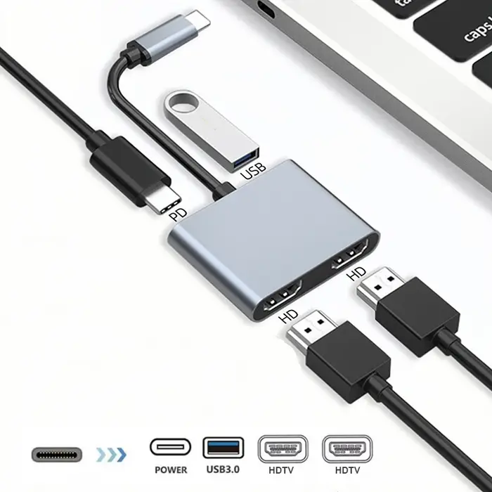Hub USB C à 2 ports vers double répartiteur HDMI