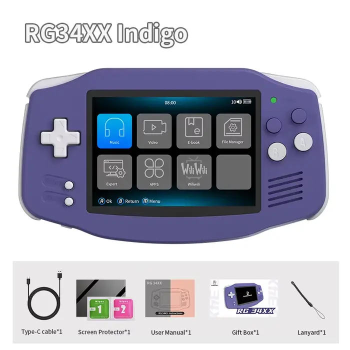 Console de jeu portable Anbernic RG 34XX, écran IPS 3,4 pouces 720*480, Linux 64 bits, 3500 mAh, Blu