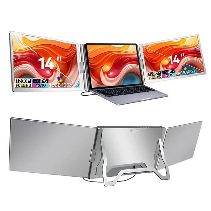 Écran double 14" à 16" Moniteur multiple étendu Sous-écran pour ordinateur portable Triple extension LCD compatible avec tous les PC Rospider