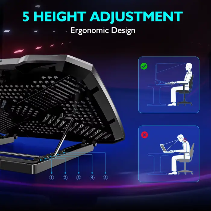 COOLCOLD Support de refroidissement pour ordinateur portable de 12 à 17 pouces
