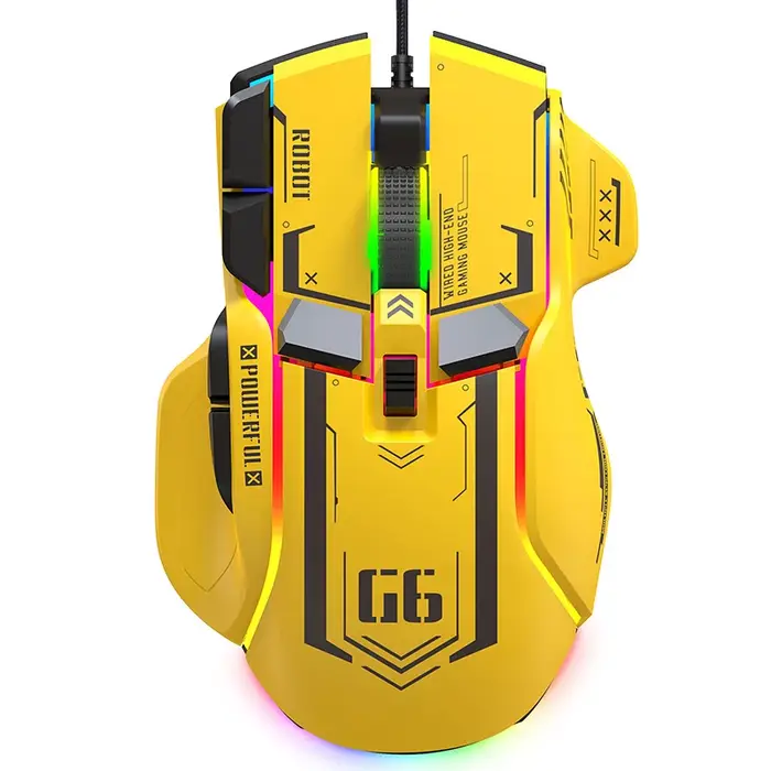 Souris de jeu G6 filaire 128000 DPI ChipA826 RGB Conception ergonomique macroprogrammable supérieure pour les jeux et le travail