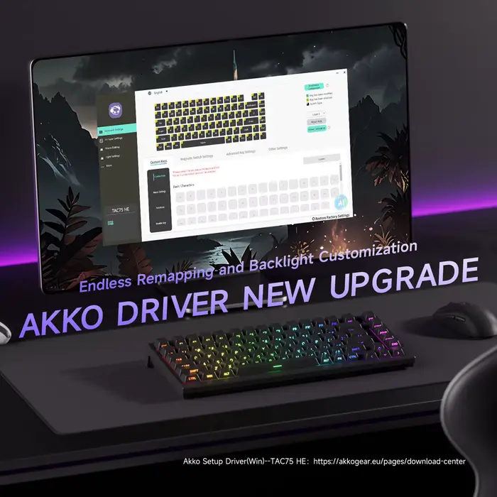 AKKO TAC75 HE clavier à interrupteur magnétique 75% claviers de jeu déclencheur rapide 0.005mm 8K RGB filaire Esports