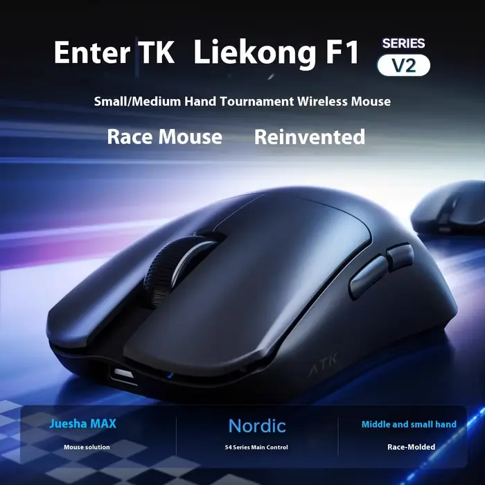 ATK F1V2 souris de jeu ergonomique légère longue durée de vie de la batterie double 8K personnalisé 2.4g