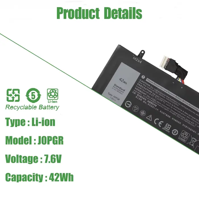 Batterie d'ordinateur portable 42Wh JOPGR pour Dell Latitude 12 5285 5290 2-en-1 T17G T17G001 T17G002 J0PGR