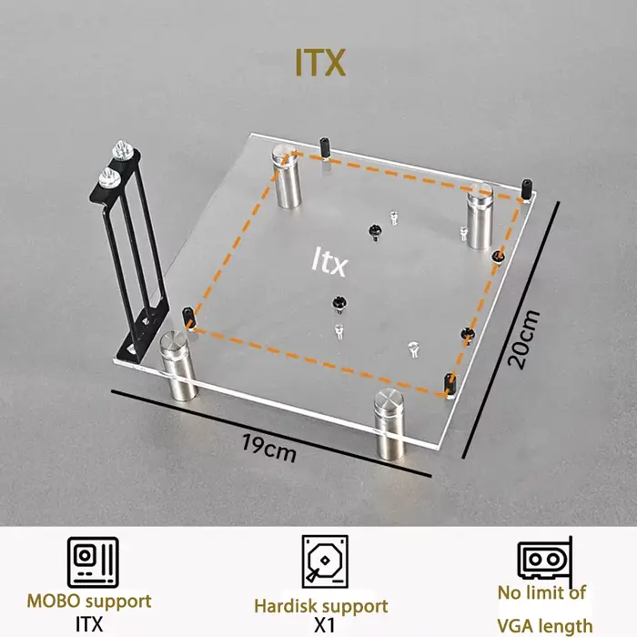 Accessoires de châssis d'ordinateur de plateforme MOBO, support de carte mère transparente à carte u