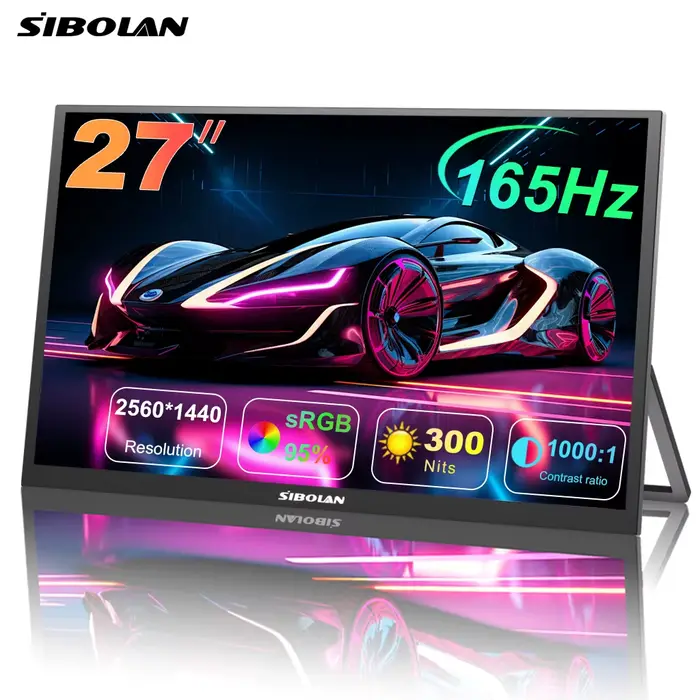 SIBOLAN 27 pouces 165Hz moniteur Portable 2K 2560*1440P IPS écran de jeu avec Port USB C HDMI pour P