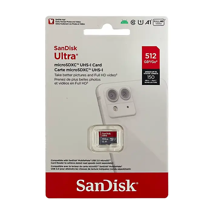 Carte microSD SanDisk Ultra 32 Go microSDHC A1 UHS-I Classe 10 64 Go 128 Go 256 Go 512 Go 1 To microSDXC Parfaite pour les vidéos Full HD