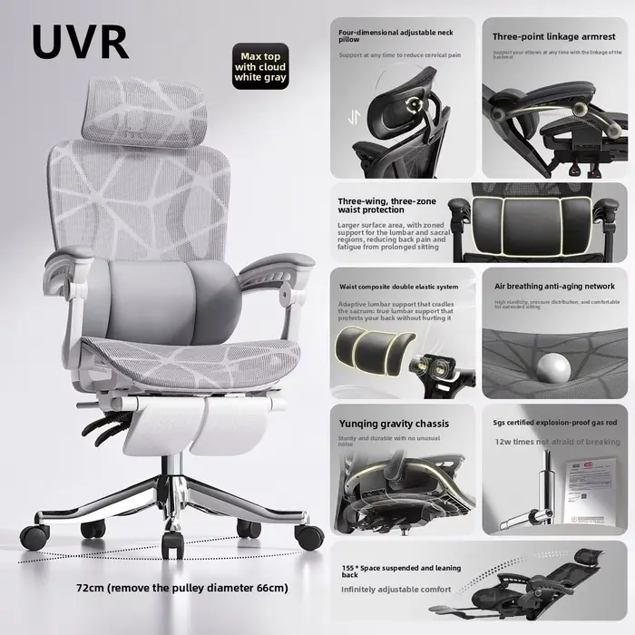 UVR Design ergonomique chaise ménage tabouret inclinable sédentaire confort maille