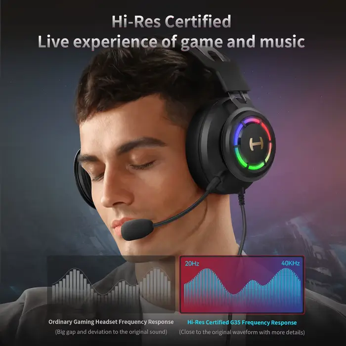 Edifier G35 casque de jeu ENC suppression de bruit micro USB sur l'oreille casque avec 7.1 son envir