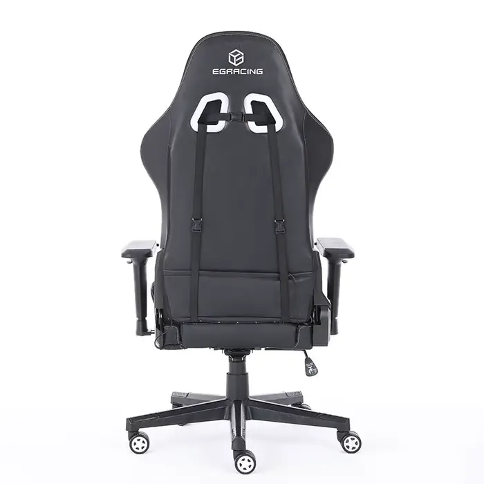 Chaise de jeu ergonomique en cuir PU noir pour bureau et gaming