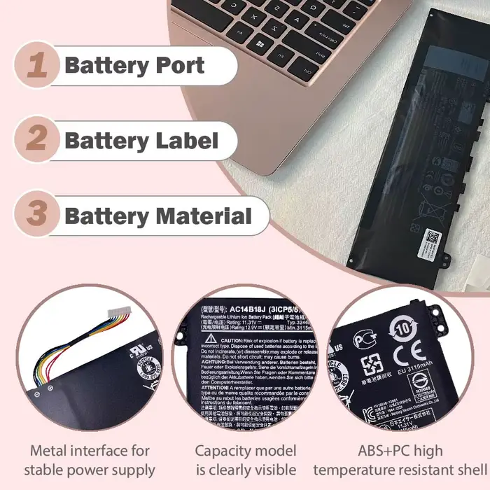 Batterie d'ordinateur portable AC14B18J AC14B13J pour Acer Aspire V3-112 V3-111P V3-111 ES1-711 E5-771 TravelMate B115-M B115-MP P236-M B116