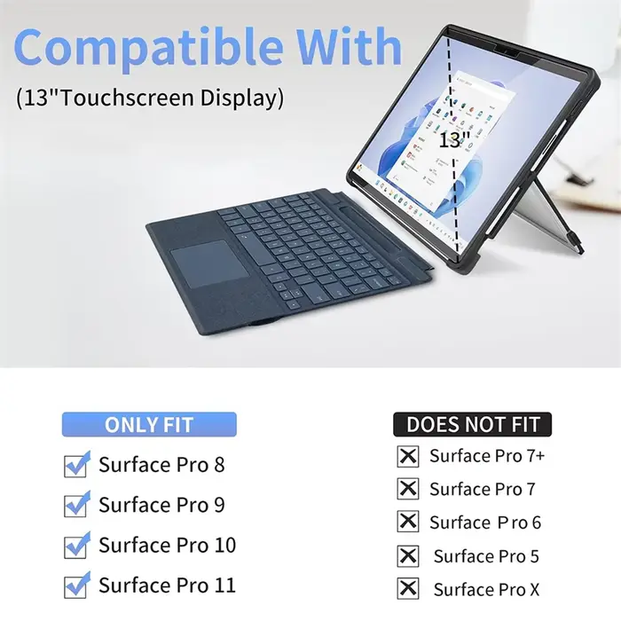 Housse pour ordinateur portable 13 pouces pour Microsoft Surface Pro 11 10 9 8