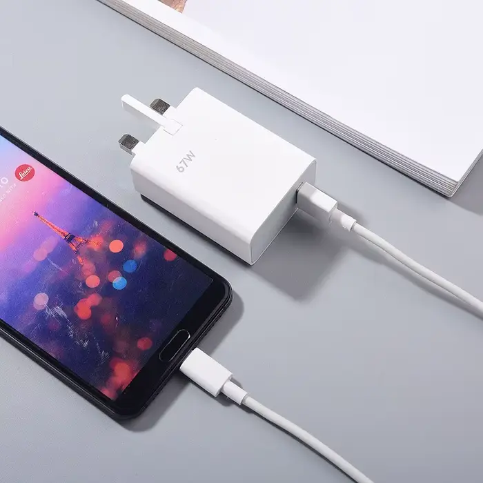Pour Xiaomi 67W chargeur rapide prise britannique adaptateur de Charge Turbo 6A câble Usb Type C pou
