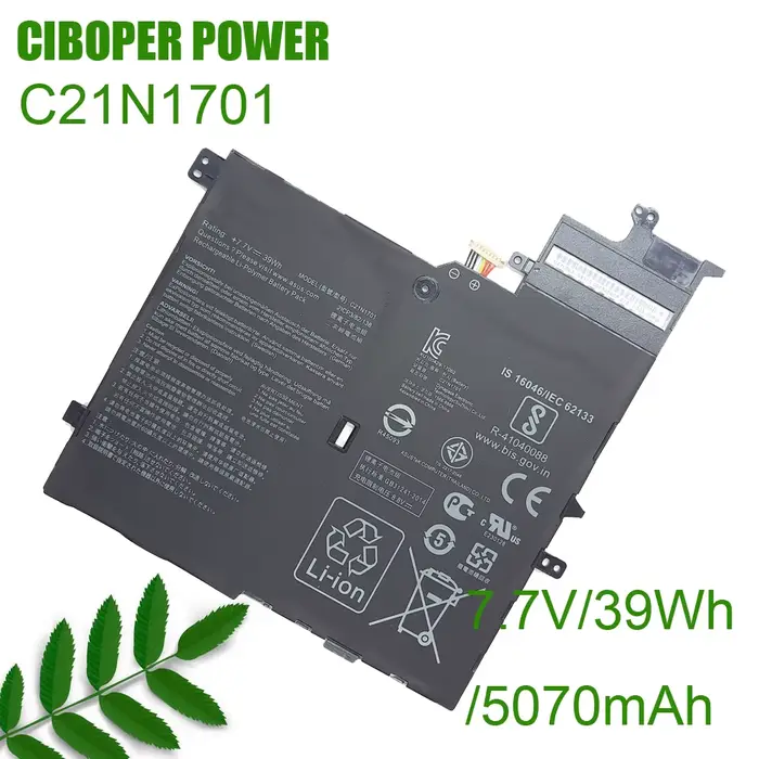 Batterie d'ordinateur portable CP C21PQC5 C21N1701 7.7V/39Wh/5070mAh pour VivoPleS406U S460UA S406UA
