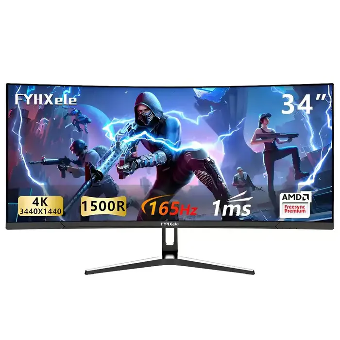 Moniteur 34 pouces 165Hz VA WQHD, écran large de bureau 21:9, écran d'ordinateur de joueur LED 1500R incurvé DP/3440x1440