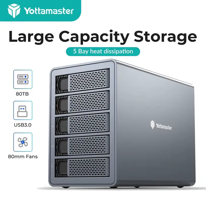 Yottamaster boîtier de disque dur externe RAID 5 baies 2.5 "3.5" SATA HDD SSD boîtier Mode RAID Supp
