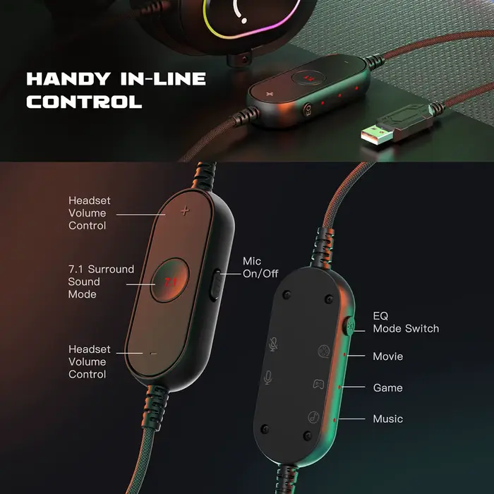 Fifine Casque de jeu RVB dynamique avec micro