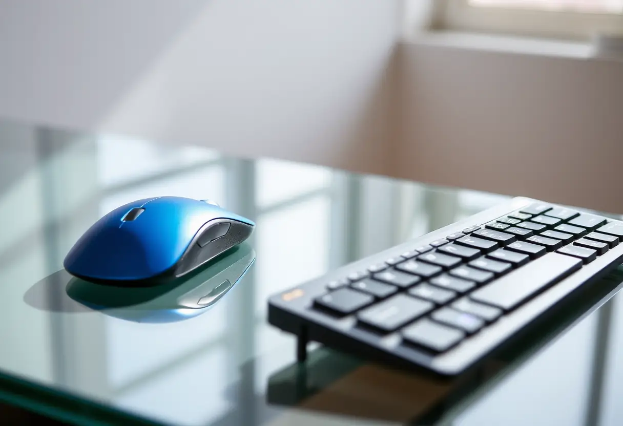 Souris sans fil et clavier sur une table